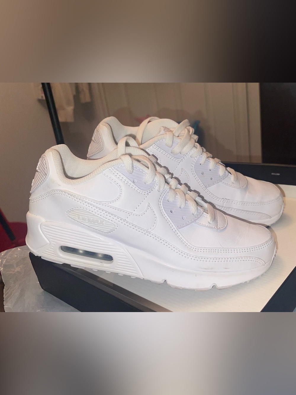 Nike Women's White Leather Air Max 90 Sneakers